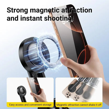 2026 New 3-In-1 Multifunctional Magnetic Mini Selfie Stick with 360° Rotation Compact Stylish Wireless Bluetooth Control Magnetic Phone Holder for Selfies Video Recording Vlogging Compatible with Most Phones Stabilizer Camera