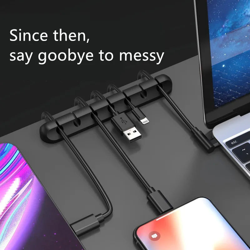 Organizador de Cabos USB em Silicone, Enrolador de Cabos USB para Carregamento, Suporte para Rato, Teclado e Auricular, Clipes Organizadores de Fios.